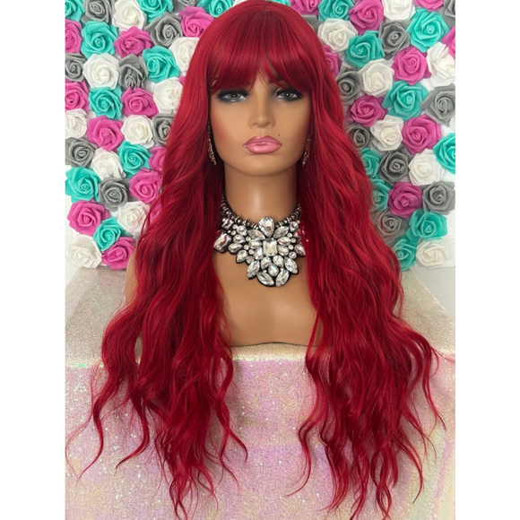 Lace part red bang wig - Picture 1 of 5